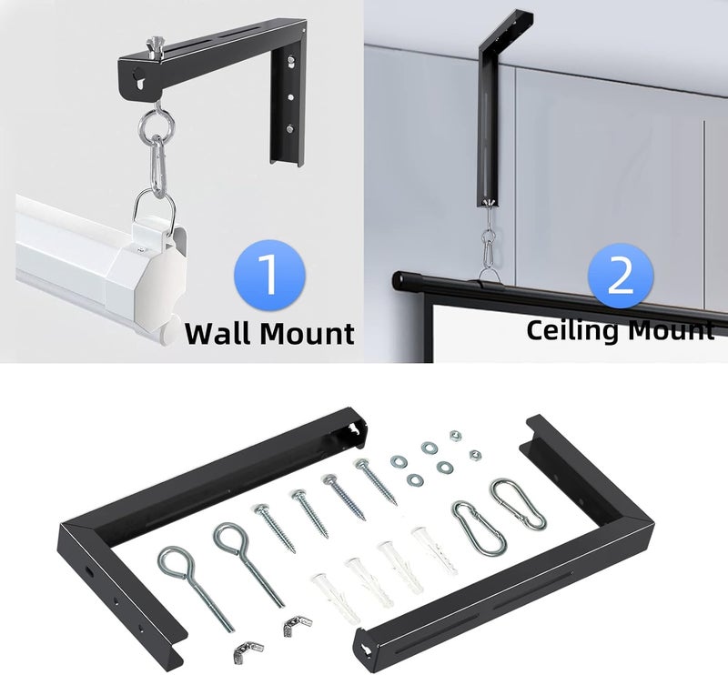 Suptek Universal Projector Screen Wall Mount L-Brackets Wall Hanging Mount 12 inch Adjustable Extension Mounting Hooks for Projection Screen up to 80 lbs, PRL002B, Black (1 Pair) - Image 5